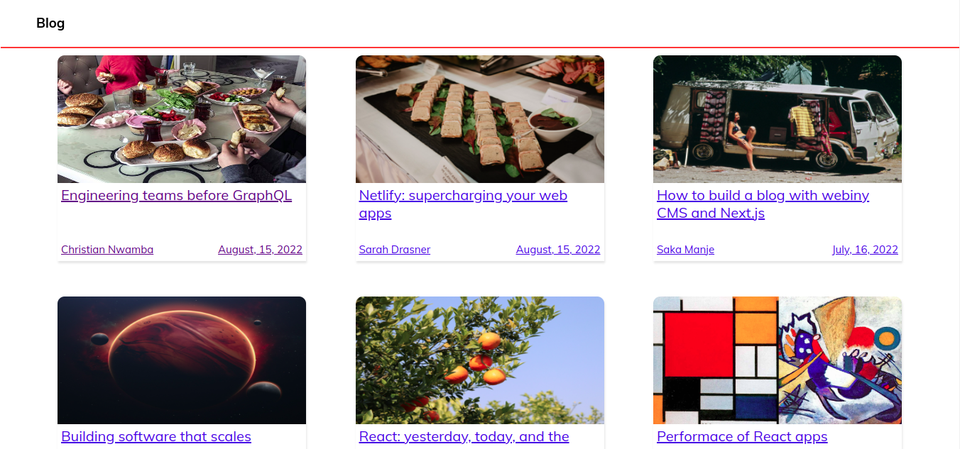 list of blog posts with underlined texts in blue colors