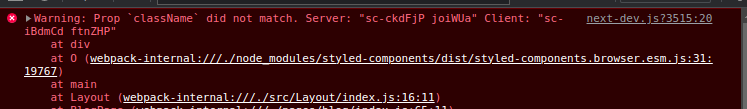 styled components server mismatch error
